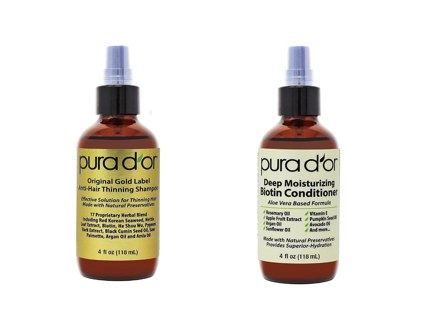 PURA D'OR Deep Moisturizing Biotin Hair Regrwoth Conditioner Thickens, Softens, & Moisturizes Dry, Frizzy, Damaged Hair w/Argan Oil, Pumpkin, Rosemary, Honeysuckle, Vitamin E, Men & Women, 16oz