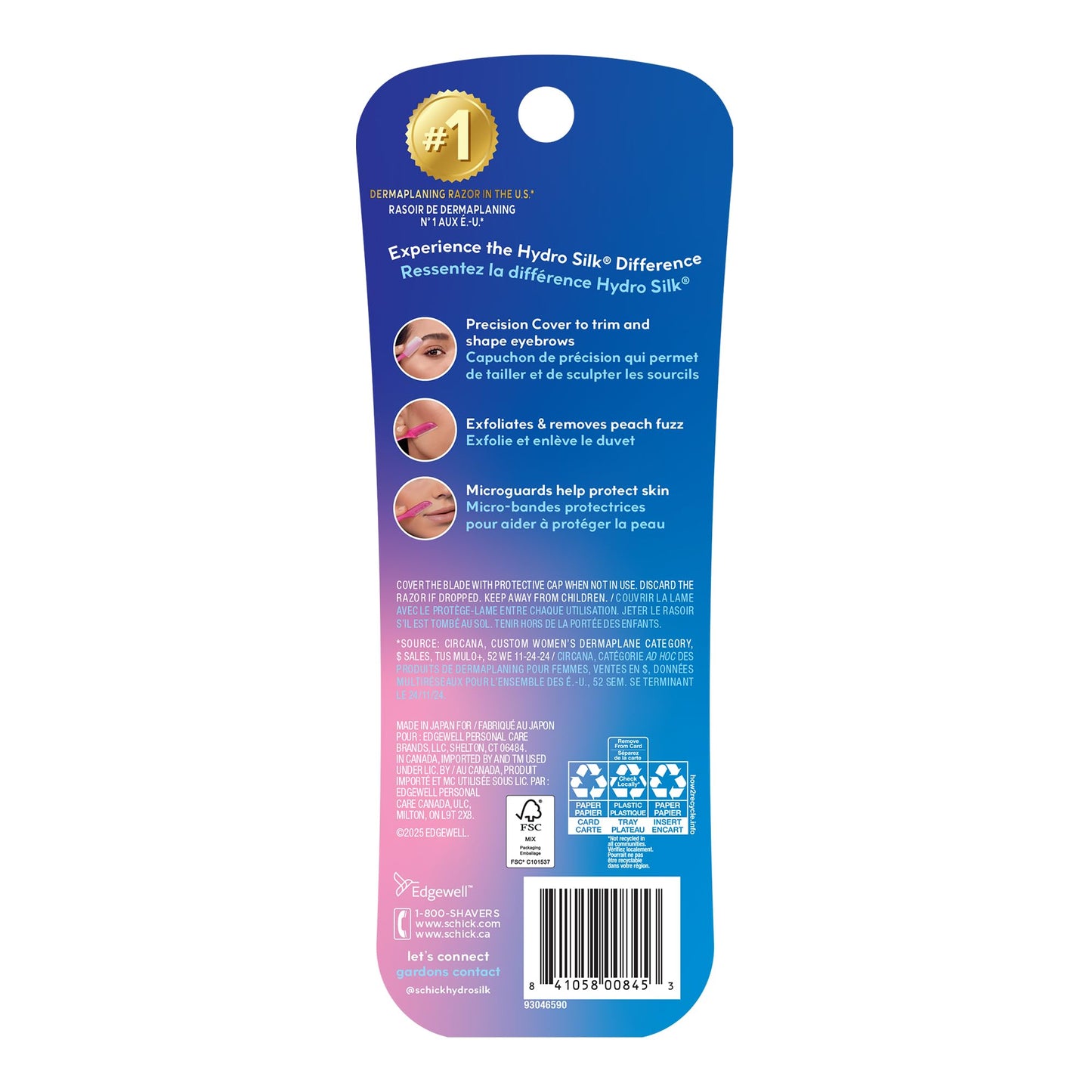 Schick Hydro Silk Touch-Up Dermaplane Razor for Women Face, 3 ct