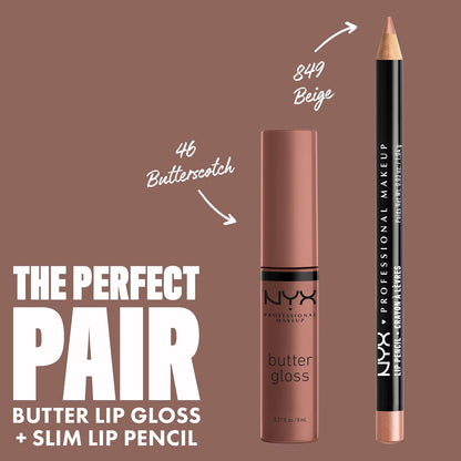 NYX PROFESSIONAL MAKEUP Butter Gloss, Non-Sticky Lip Gloss - Praline (Deep Nude)