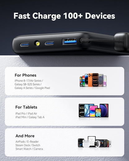 INIU 10000mAh 45W Fast Charging Portable Charger, Smaller Travel Power Bank