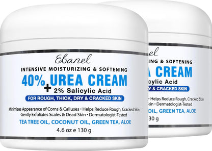 Ebanel Urea Cream 40% plus Salicylic Acid 2% for Dry Cracked Feet Skin, 2PK