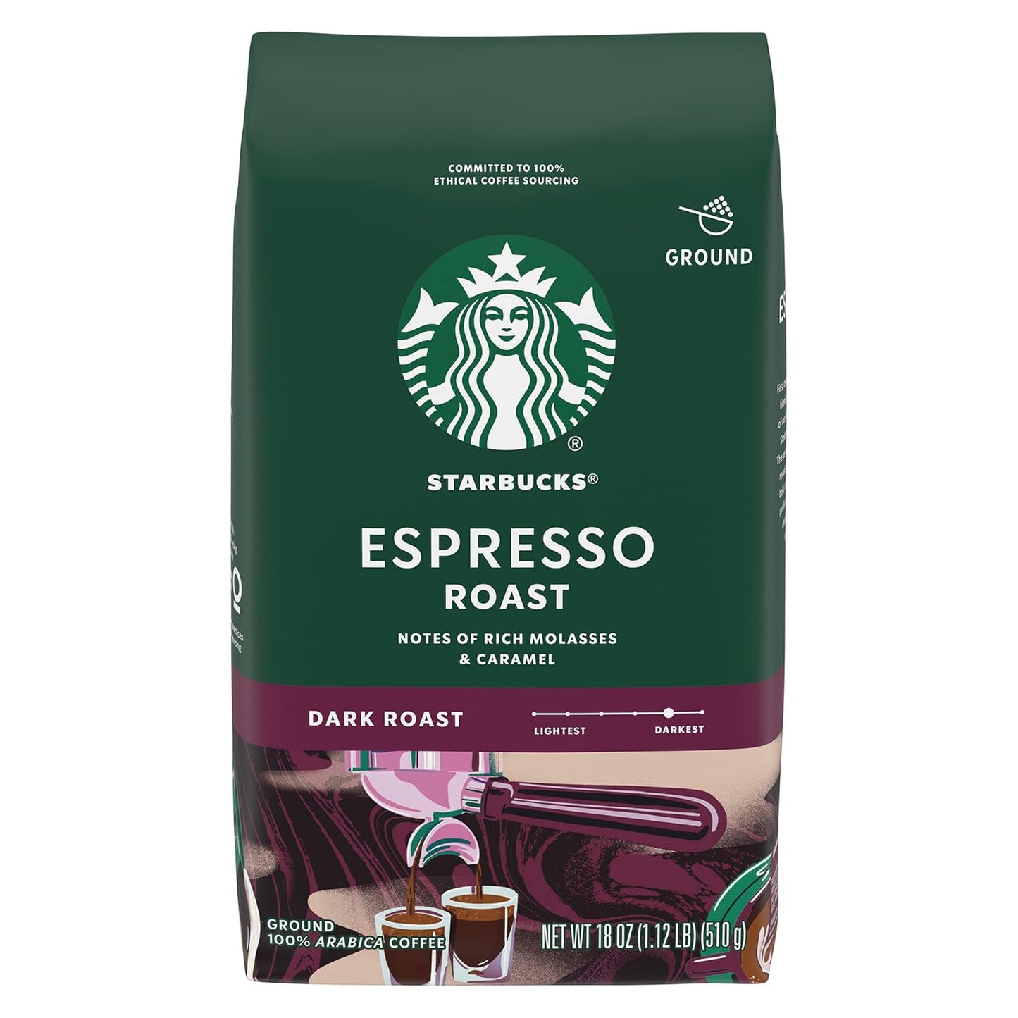 Starbucks Ground Coffee, Dark Roast Coffee, Italian Roast, 100% Arabica, 1 bag (18 oz)