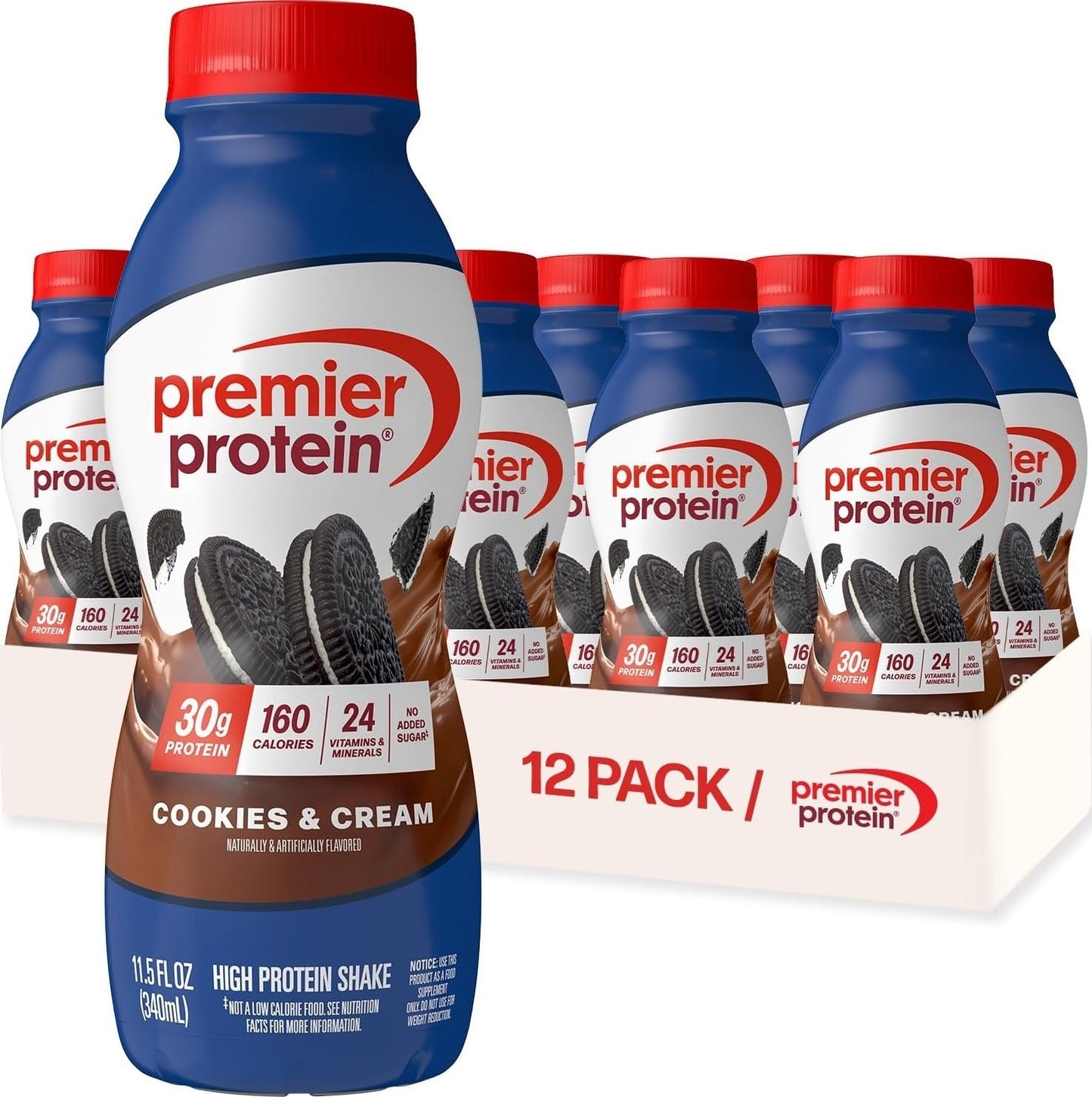 Premier Protein 30g High Protein Shake, Chocolate, 12 Pack
