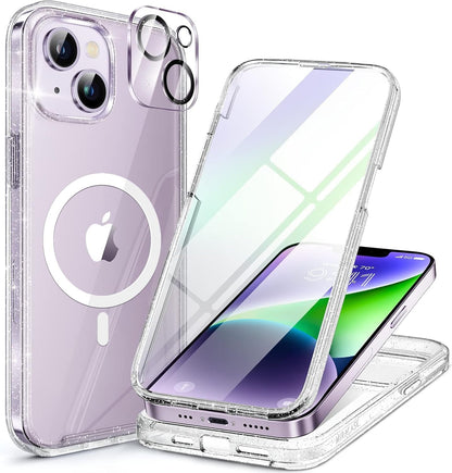 miracase for iPhone 17e Case & iPhone 16e Case, Full-Body Phone with Built-in Glass Screen Protector, [Magnetic with MagSafe] Military Drop Proof 17 E/ 16 E Cover Bumper 6.1 inch, Black