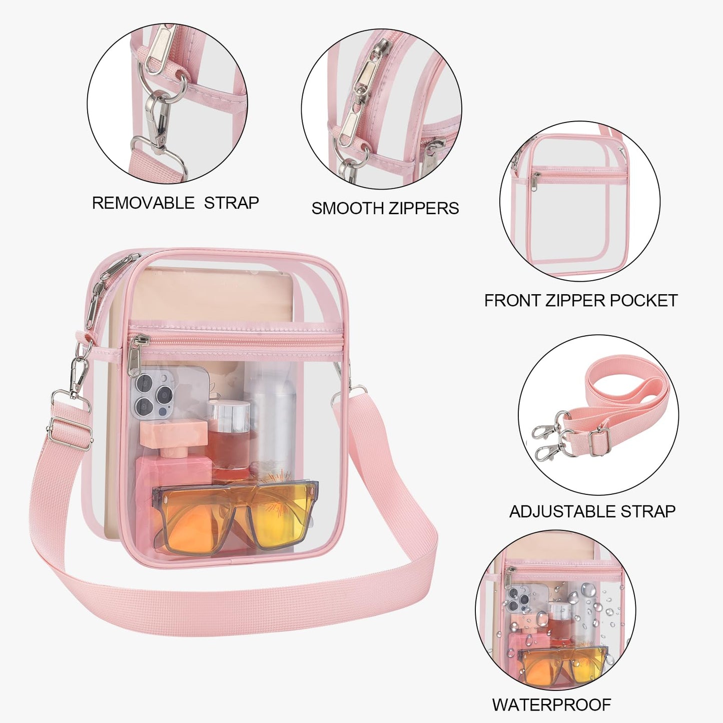 USPECLARE Clear Purse for Stadium Events Transparent Messenger Bag