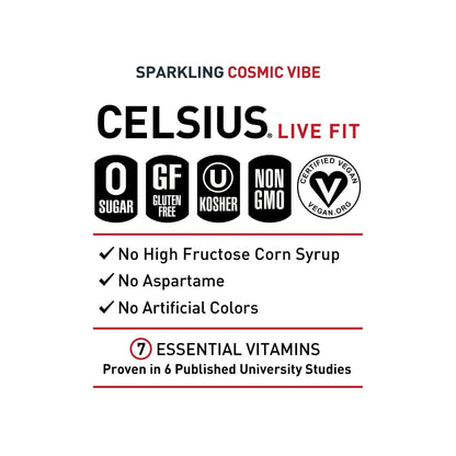 CELSIUS Sparkling Tropical Vibe, Functional Essential Energy Drink 12 Fl Oz (Pack of 12)