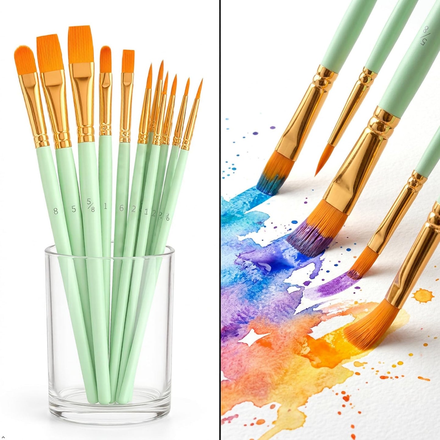 Soucolor Acrylic Paint Brushes Set, 20 Pcs Pointed Tip Artist Paintbrushes