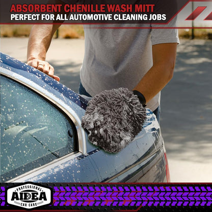 AIDEA Car Wash Mitt Microfiber, 4PK,Car Wash Brush, Green 8''X12''