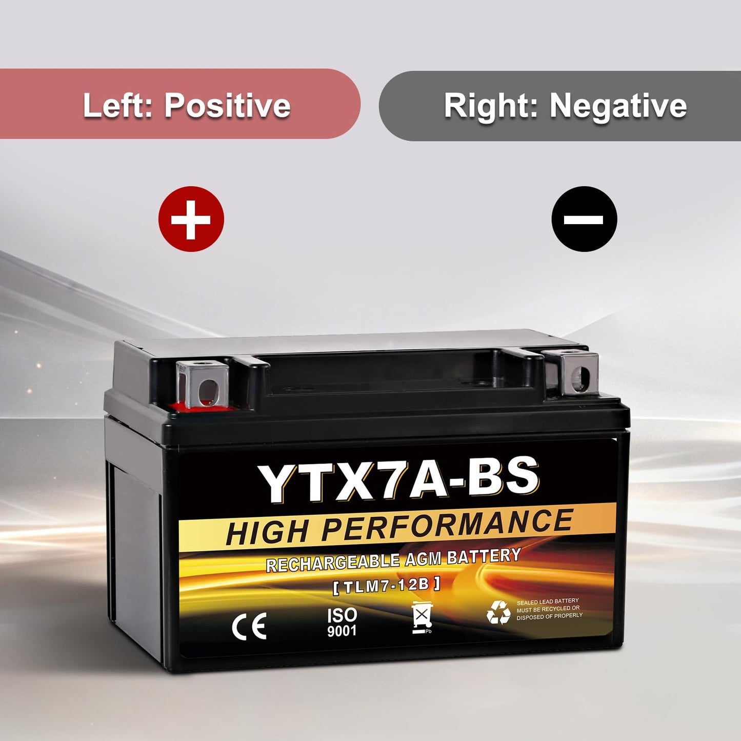YTX14AH-BS 12V 12Ah Motorcycle Battery, 220CCA Rechargeable Maintenance Free Sealed AGM Battery, Powersport Replacement for ATV, UTV, Scooter