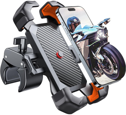 JOYROOM Motorcycle Phone Mount, [1s Auto Lock][100mph Military Anti-Shake] Bike Phone Holder for Bicycle, [10s Quick Install] Handlebar Phone Mount, Compatible with iPhone, Samsung, All Cell Phone