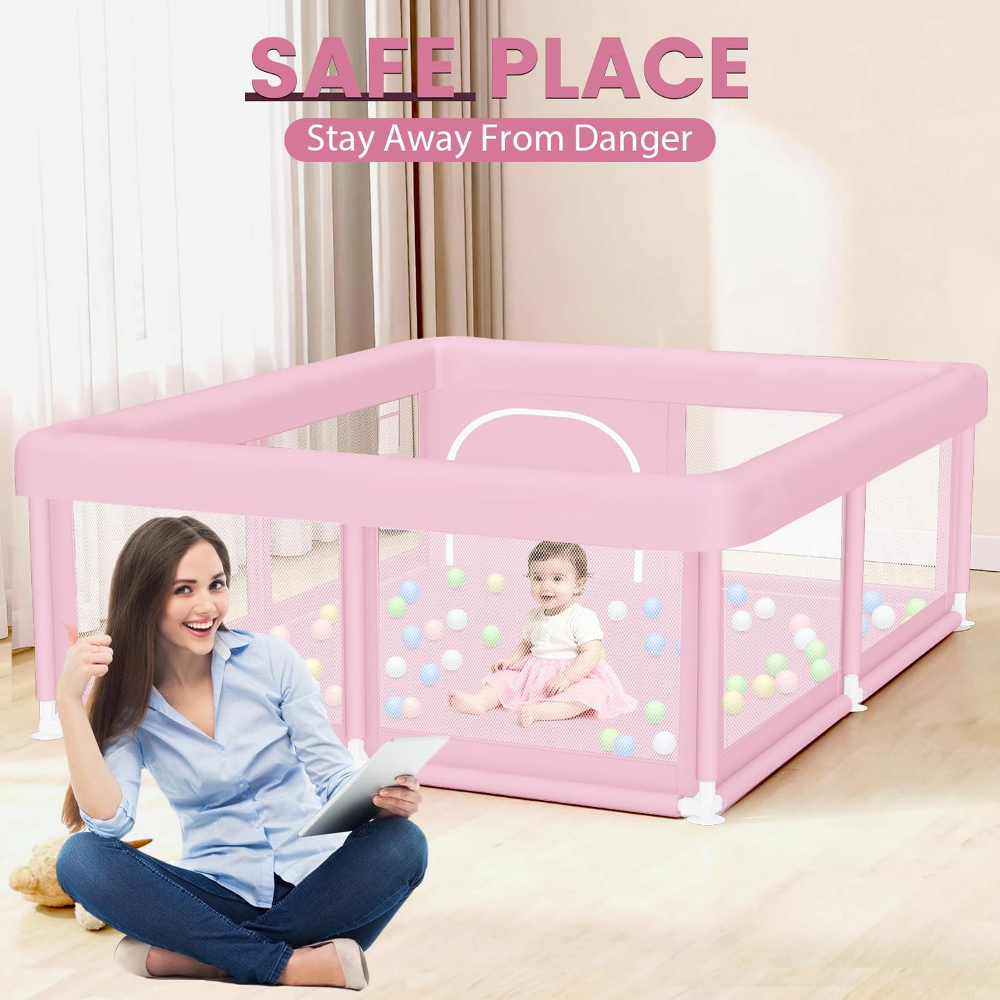 Hiaksedt Baby Playpen 50x50 Inch, Play Pens for Babies and Toddlers