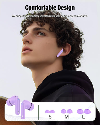 Wireless Earbuds, Bluetooth 5.4 Headphones Bass Stereo/Clear Calls, Black