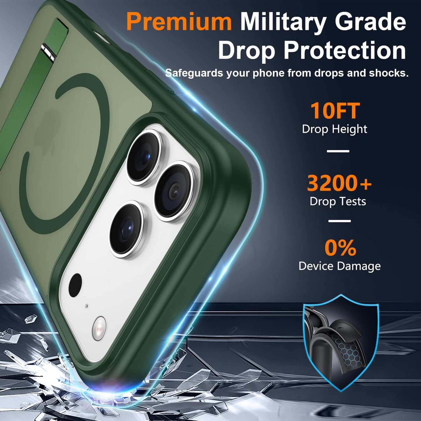 SPIDERCASE Magnetic for iPhone 17 Pro Max Case,with Kickstand,Clear