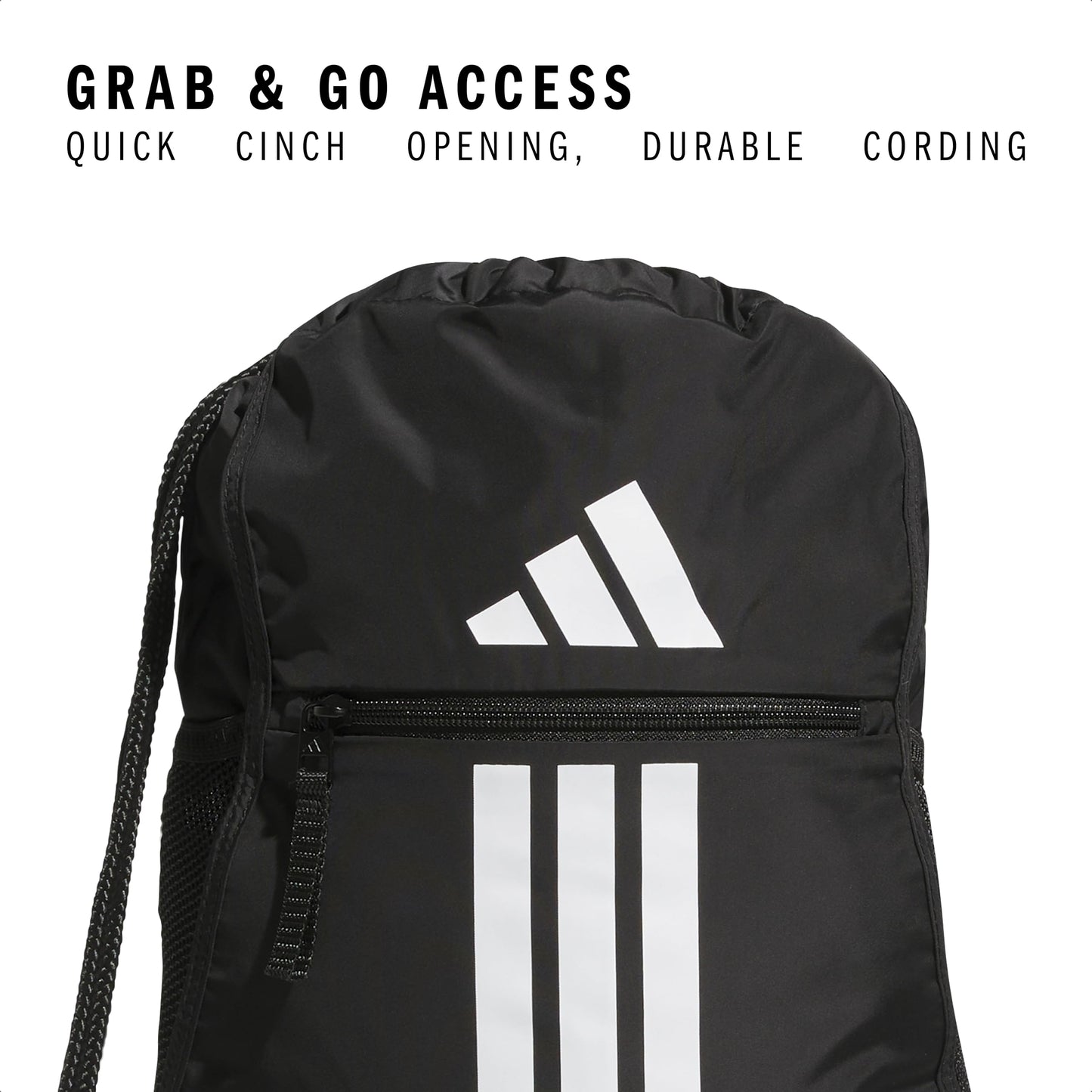 adidas Alliance Sackpack – Drawstring Backpack for Sports, Small Gym Bag, Preloved Teal Green/Black/3, OSFA