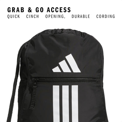 adidas Alliance Sackpack – Drawstring Backpack for Sports, Small Gym Bag, Preloved Teal Green/Black/3, OSFA