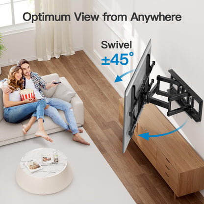 Pipishell Full Motion TV Wall Mount for Echo Show 21/15 and 13-43 Inch Flat Curved Screen TVs & Monitors, Max VESA 200x200mm up to 44lbs, TV Mount Wall Bracket with Rotation Swivel Tilt Extension