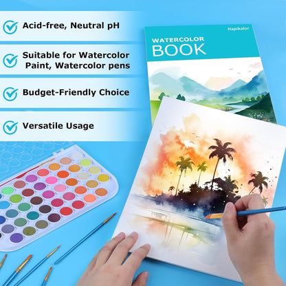 Hapikalor Watercolor Paper Pad, 9"x12" Water Color Paper, 140lb/300gsm Teal