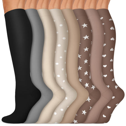 Copper Compression Socks 15-20 mmHg for Men & Women 8 Pairs – Circulation Support for Nurses, Travel, Running, Hiking, Soccer