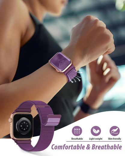 Nylon Loop Sport Band Compatible with Apple Watch Bands 38mm 40mm 41mm 42mm for Women Men, iWatch Wrist Straps for Se, Series 11 10 9 8 7, Breathable, Soft Band Ideal for Outdoor