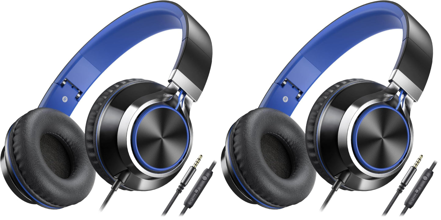 AILIHEN C8 Kids Wired Headphones with Mic for School, 3.5mm Jack, BlackBlue