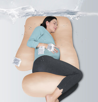 MOON PARK Pregnancy Pillows for Sleeping - U Shaped Full Body Maternity Pillow with Removable Cover - Support for Back, Legs, Belly, HIPS - 65 Inch - Aquamarine
