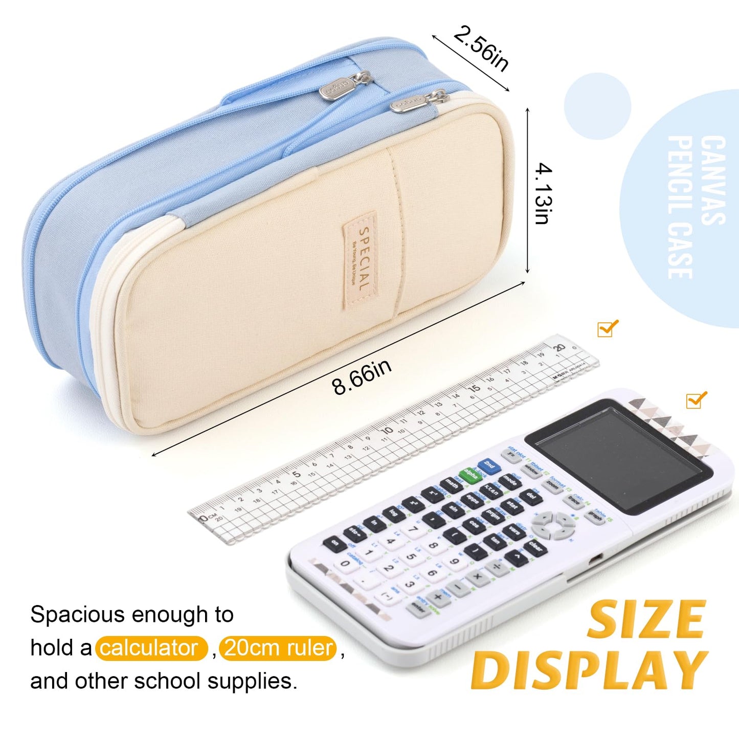 EASTHILL Big Capacity Pencil Pen Case Office College School Large Storage High Capacity Bag Pouch Holder Box Organizer Blue (Pink)