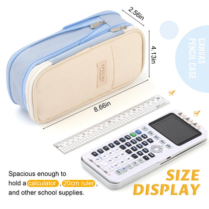 EASTHILL Big Capacity Pencil Pen Case Office College School Large Storage High Capacity Bag Pouch Holder Box Organizer Blue (Pink)