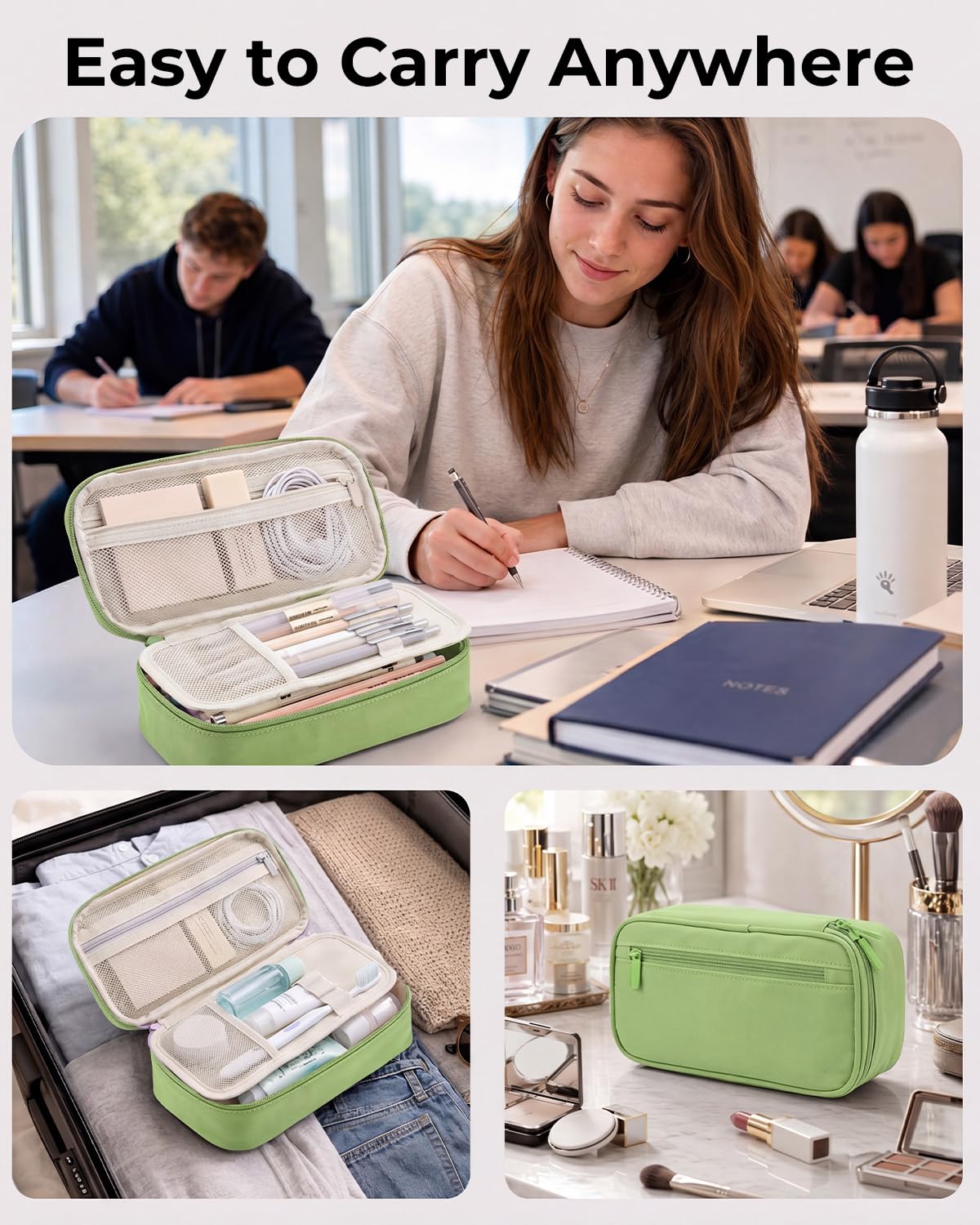 WEMATE Pencil Case, Large Storage Organizer, Makeup Bag, Teacher Must - have, Big Pencil Pouch, Marker Case for College