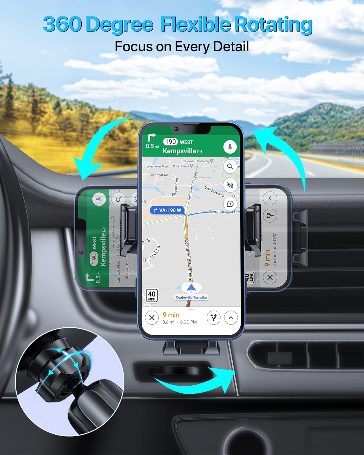 Miracase for MagSafe Car Mount[3800gf Strong Magnet & 90+LBS Suction Base]Magnetic Phone Holders for Your Car, 360° Adjustable Dashboard &Windshield Mount with Adhesive Suction Cup for All Smartphones