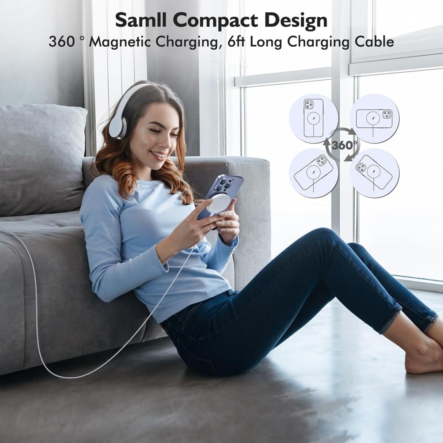 Magnetic Wireless Charger for iPhone,2 Pack Apple Magsafe Charger 10FT Long