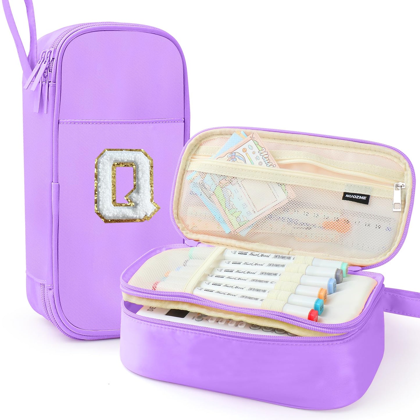 Cute Large Pencil Case Pouch,Personalized Initial Pencil Bag for Girls Boy