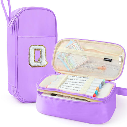 Cute Large Pencil Case Pouch,Personalized Initial Pencil Bag for Girls Boy