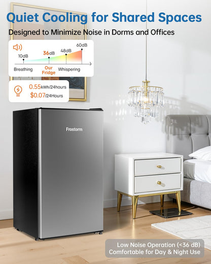 3.2 Cu Ft Mini Fridge with Freezer, Single Door Upright Freezer
