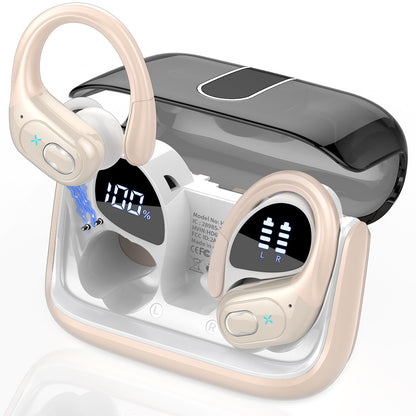Wireless Earbuds 75H Bluetooth 5.4 Sport Headphones with Earhooks, Black
