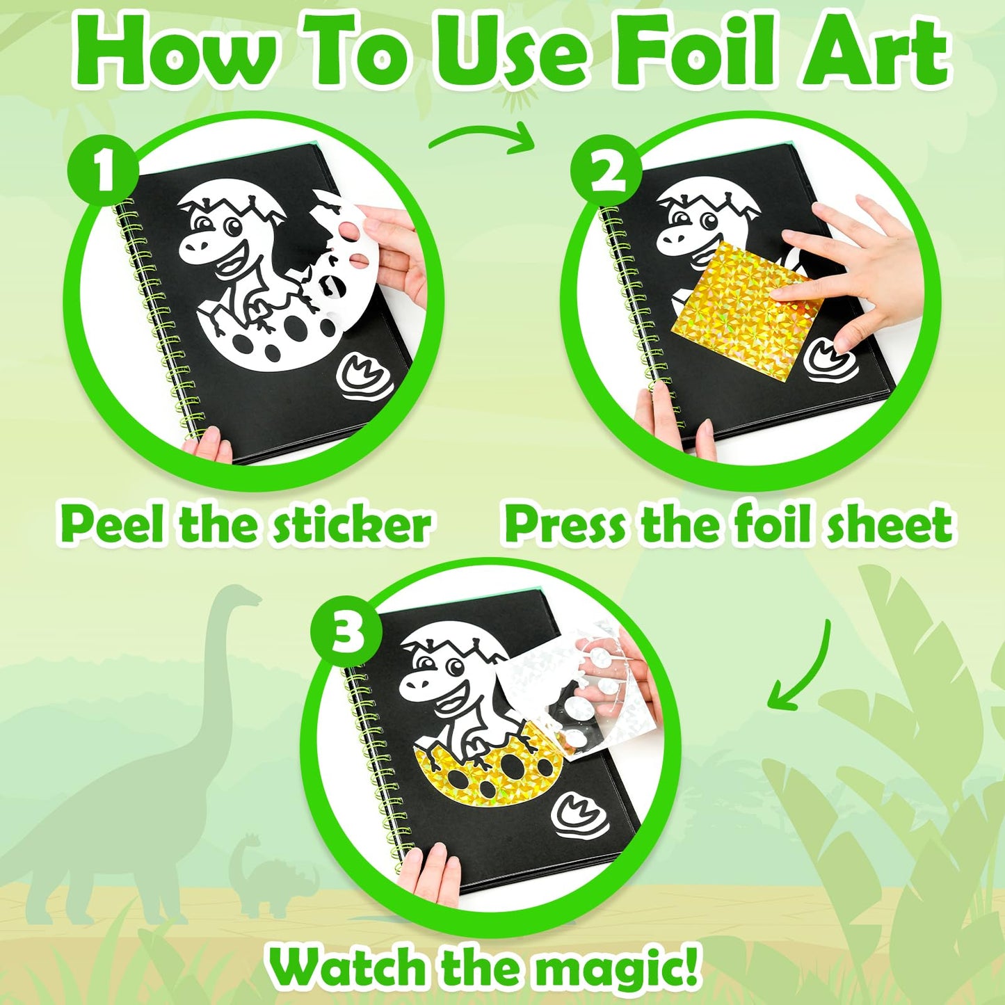 FUNNYB&G Foil Art Craft Kit for Kids, Sparkly Birthday Gift Toy for Boys