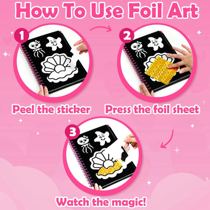 FUNNYB&G Foil Art Craft Kit for Kids, Sparkly Birthday Gift Toy for Boys