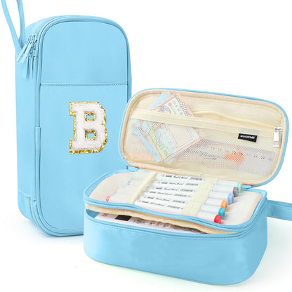 Cute Large Pencil Case Pouch,Personalized Initial Pencil Bag for Girls Boy