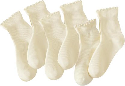 Hstyle 6 Pairs of Ruffle Socks Women, Cute Ruffle Ankle Socks