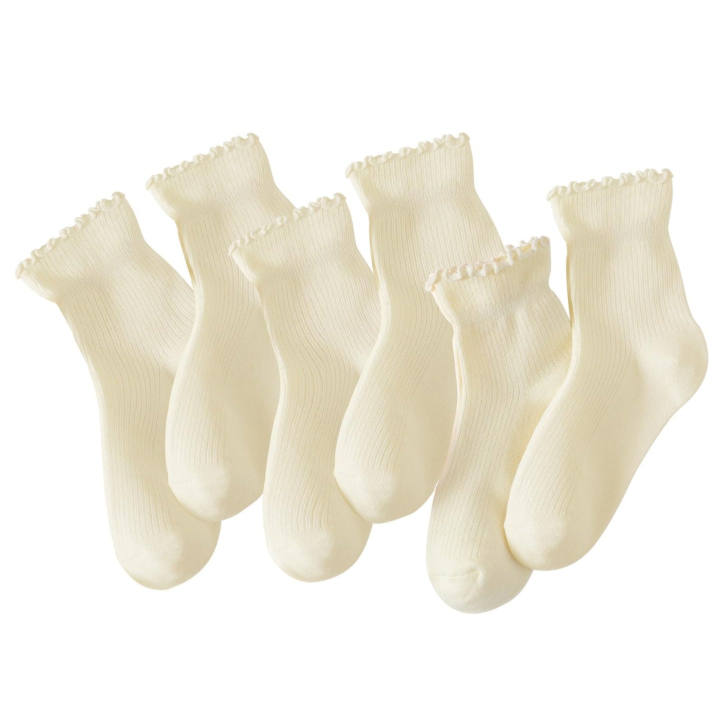 Hstyle 6 Pairs of Ruffle Socks Women, Cute Ruffle Ankle Socks