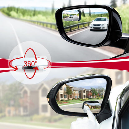 LivTee Blind Spot Mirror, 2" Round HD Glass Frameless Convex Rear View Mirrors Exterior Accessories with Wide Angle Adjustable Stick for Car SUV and Trucks, Pack of 2