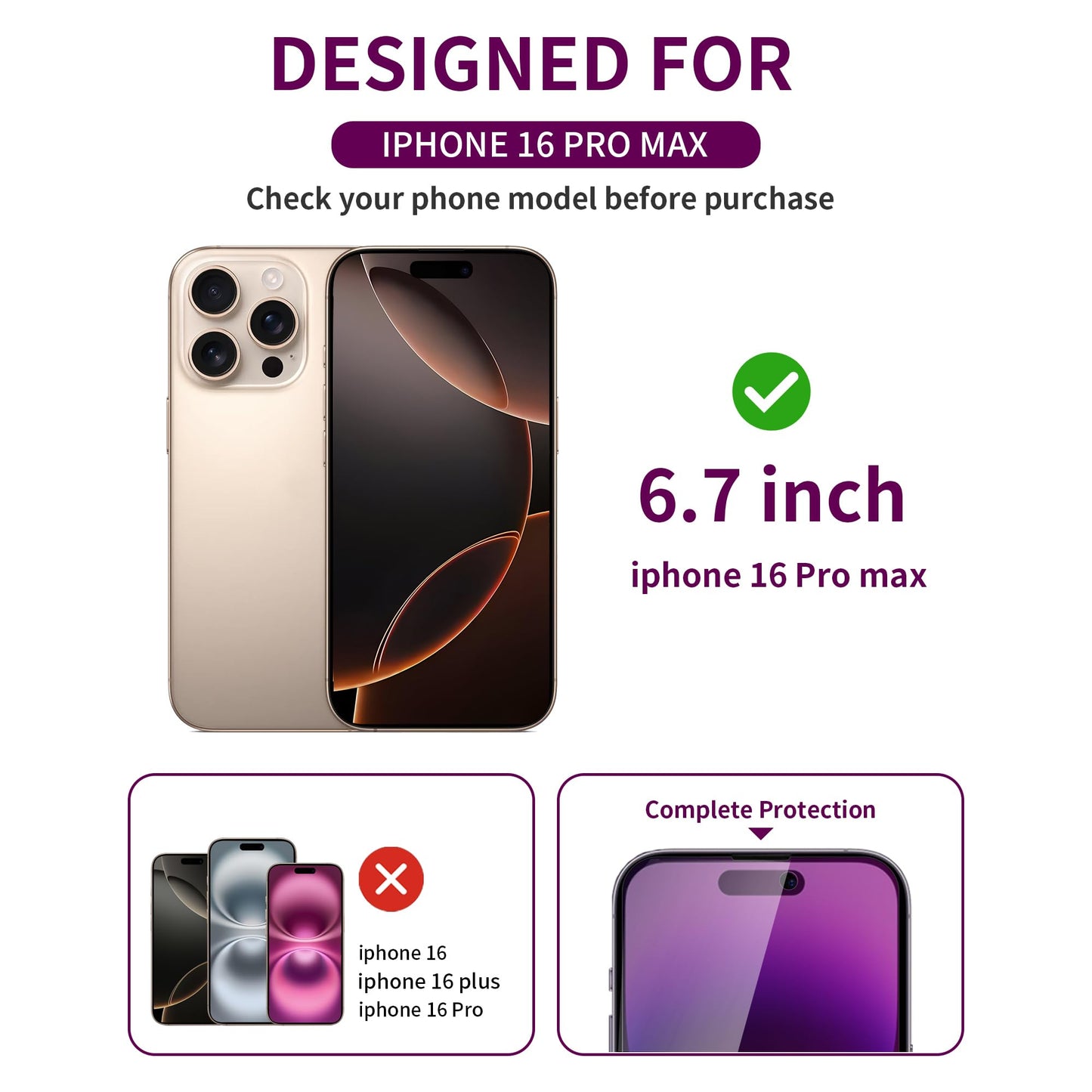 2 Pack Privacy Screen Protector for iPhone 17 Pro Max Tempered Glass 6.9'' Private Saver Anti-Spy Eye Protection Anti-Scratch Full Coverage No Bubble