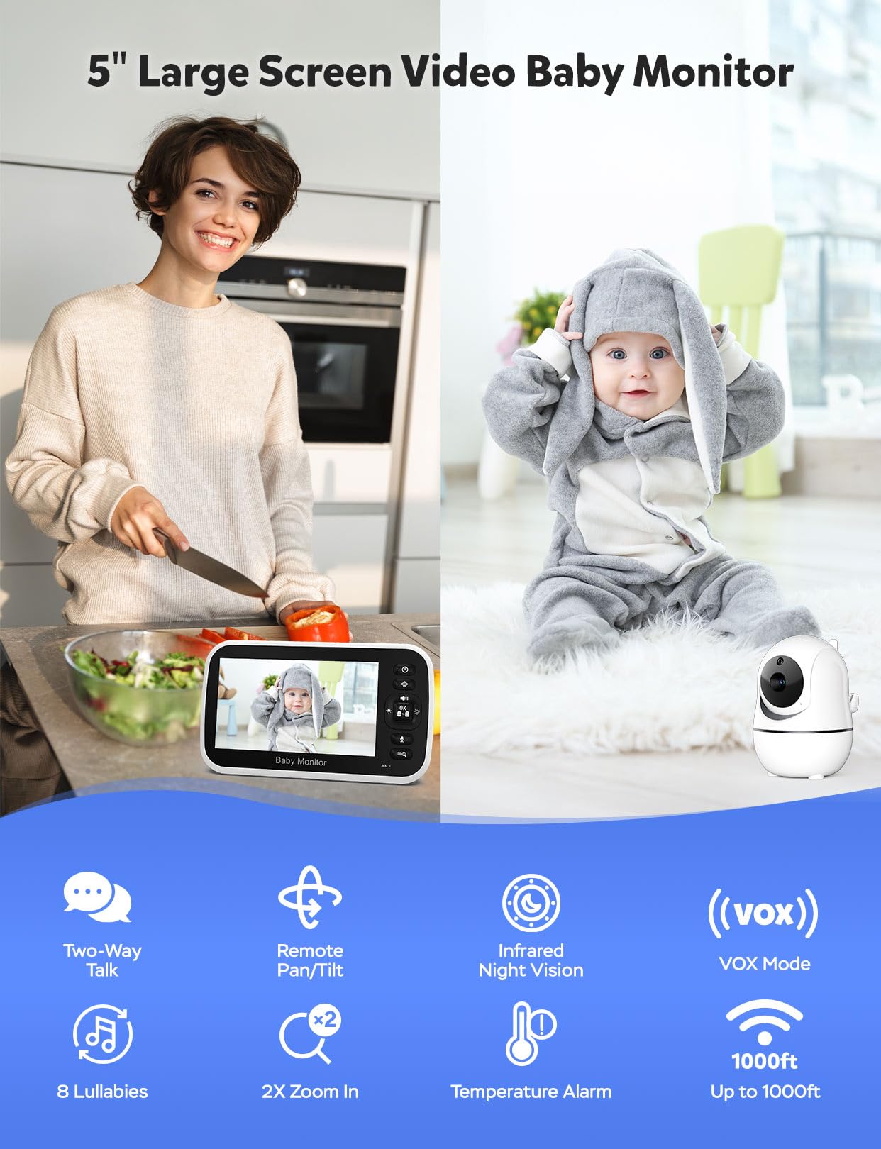 GoodBaby 5" Baby Monitor with Camera and Audio No WiFi