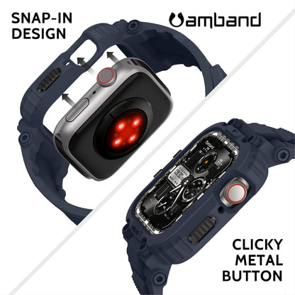 amBand Bands Compatible with Apple Watch 9/8/7/6/5/4 & SE 3/2/1 45mm/44mm Case for Men, M1 Sport Series Rugged Case Protective Cover for iWatch SE3/SE2/6/SE/5/4 44/45 mm Men Black