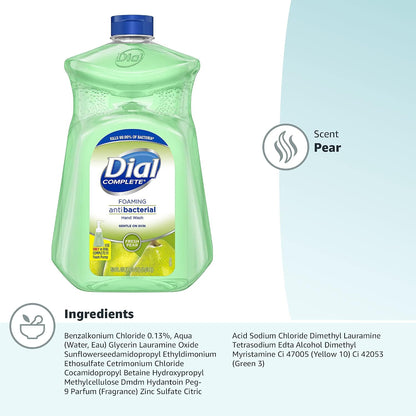 Dial Antibacterial Defense Foaming Hand Soap Refill, Spring Water, 52 Fl Oz