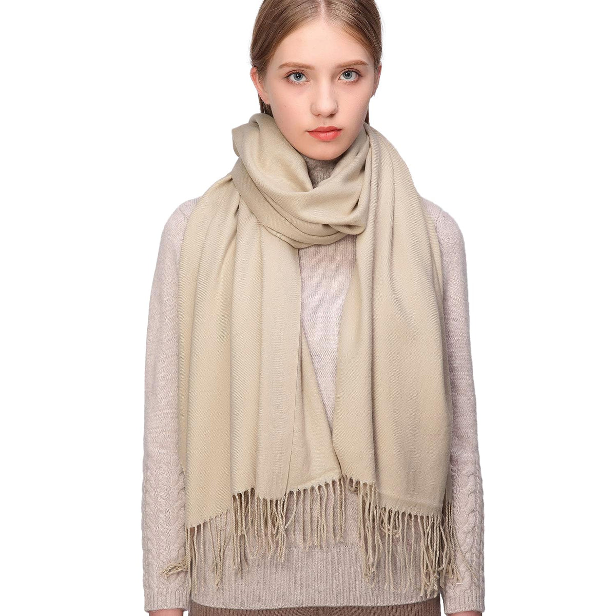 RIIQIICHY Women's Fringe Shawl Wrap Pashmina Scarf for Wedding Evening