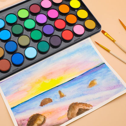 Artecho 48 Colors Watercolor Paint Set, 3 Brushes
