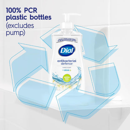 Dial Antibacterial Defense Liquid Hand Soap + Aloe, White Tea Scent, 11 Fl Oz (Pack of 4), Dermatologist-Tested Hand Wash, Gentle Formula