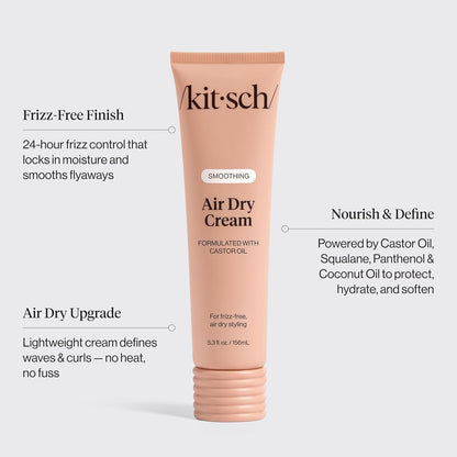 Kitsch Smoothing Air Dry Cream – With Castor Oil & Coconut Oil - 5.3 oz