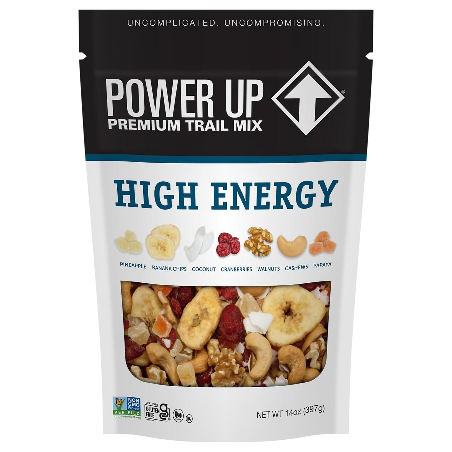 Power Up Trail Mix, Mega Omega Trail Mix, Non-GMO, Vegan, Gluten Free, No Artificial Ingredients, Gourmet Nut, 14 Ounce Bag