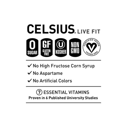 CELSIUS Sparkling Tropical Vibe, Functional Essential Energy Drink 12 Fl Oz (Pack of 12)